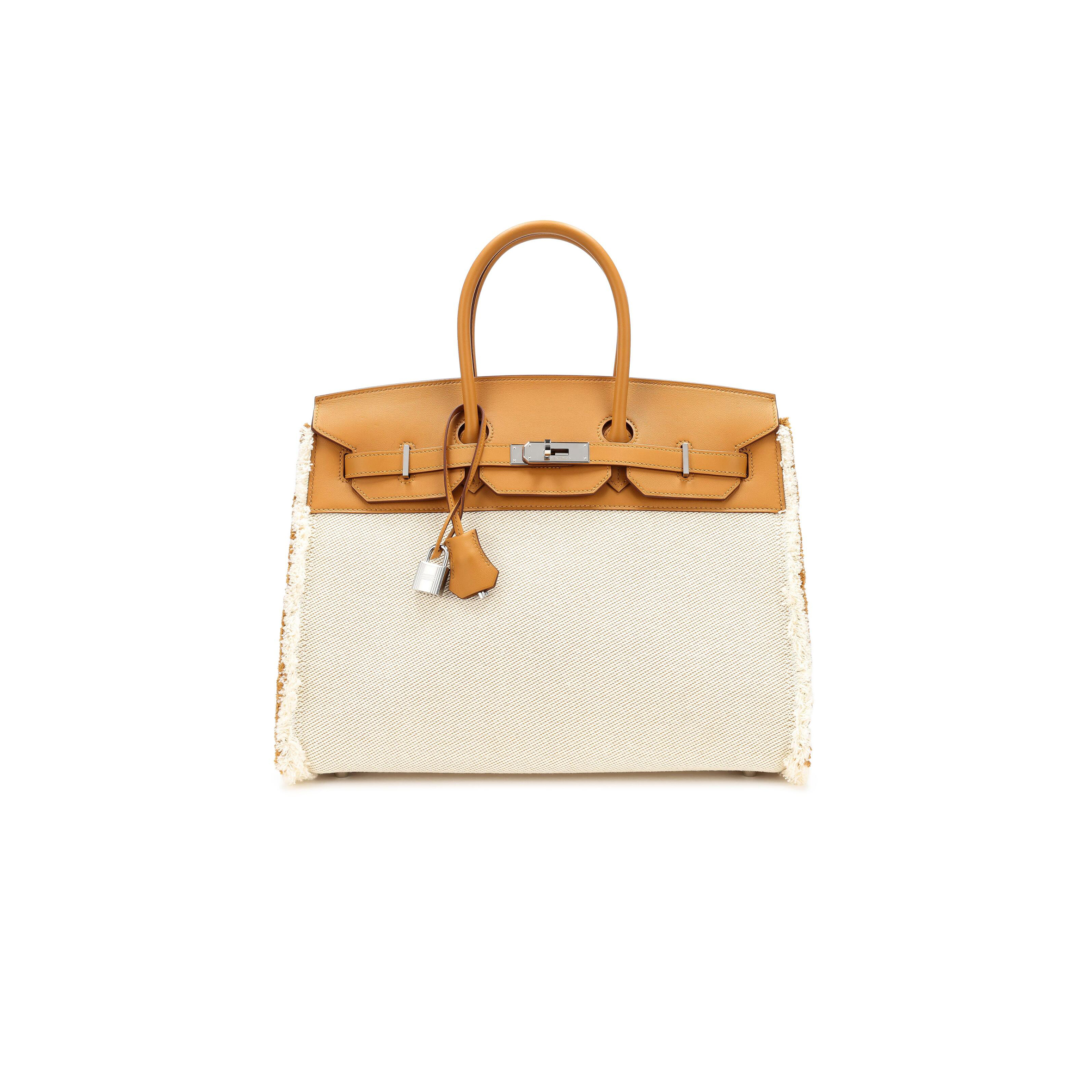 HERMÈS MASTER BIRKIN 35 SWIFT LEATHER CANVAS SESAME TASSEL SILVER BUCKLE H082686CK23 (35*25*18cm)